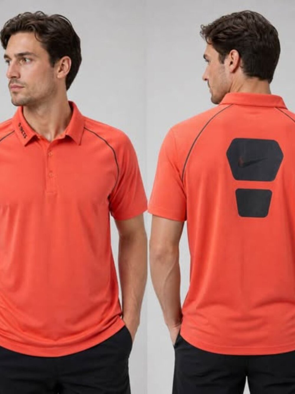 NIKE GOLF Focus Polo Shirt Mens Large Vented Performance Stretch Orange